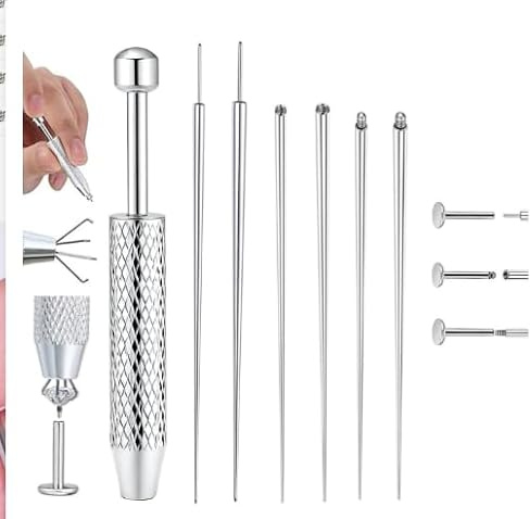 HORREX 7 Piezas Punch Needle Kit Piercing Nariz Piercing Herramientas Inserción Acero Inoxidable para Estiramiento Tragus Hélix Labio Nariz Cartílago Labret Vientre Lengua