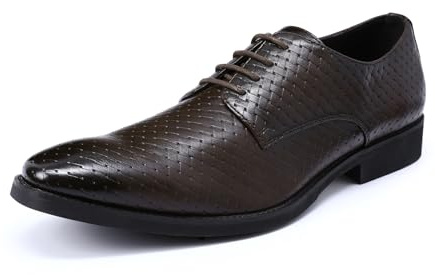 Allthemen Eleganta Formella Oxford Skor med Snöre för Herrer Låga Strängda Derby Bröllops Vintage Lätta, Kaffe, 42 EU