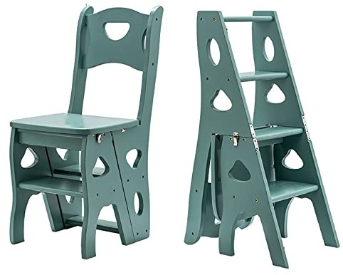 LWJSOCP Escalera Plegable de Madera Multifuncional de 4 escalones, Taburete Ligero y portátil, Soporte de exhibición versátil para Uso en el hogar, la Oficina y el jardín.