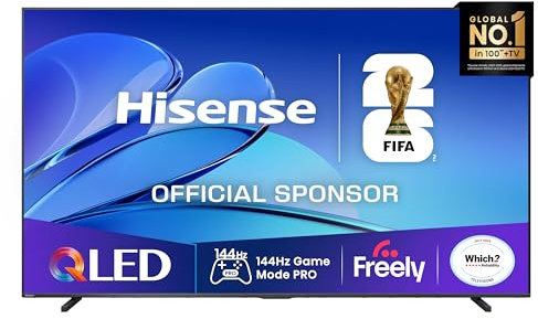 Hisense 98 98E7QTUK QLED 144Hz Smart AI TV - 4K Direct Lit Viewing, Quantum Dot Colour, Hi-View AI Engine, Dolby Vision, Dolby Atmos with Freely, Disney +, YouTube, Netflix