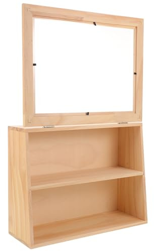 MUSISALY Porta Pane e Organizer da Cucina in Legno a 2 Strati, Contenitore Vintage per Tè e Spezie, Scaffale da Tavolo in Legno Naturale Beige, Solido e Facile da Pulire