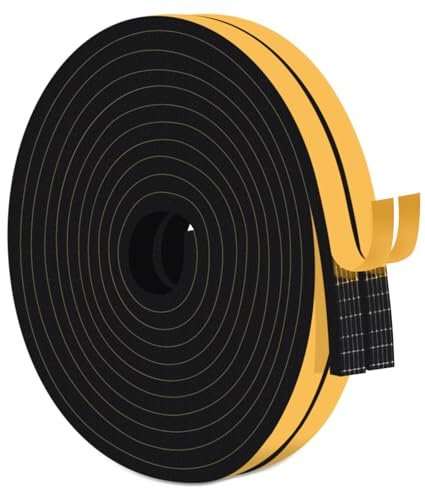 TriXcelent Foam Weather Stripping Door Seal Strip 1/2 x 1/4, Strong Adhesive High Density Foam Tape, Energy Saving, Weatherproof, Soundproof Insulation for Doors and Windows, Black