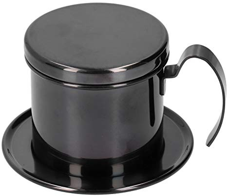 ANKROYU Caffettiera in acciaio inossidabile Caffettiera a goccia Dispositivo di erogazione portatile riutilizzabile per viaggi in ufficio a casa Acciaio inossidabile 304 Design com (Nera)