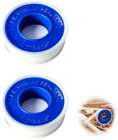 QiaoLiangYao 2 Pack PTFE Tape 12mm x 10m, Professional Plumbers Teflon Tape for Water Pipe, Gas Thread Sealant Tape, Waterproof & High Temperature Resistant Plumbing Tape for Shower Head, Taps & Indus