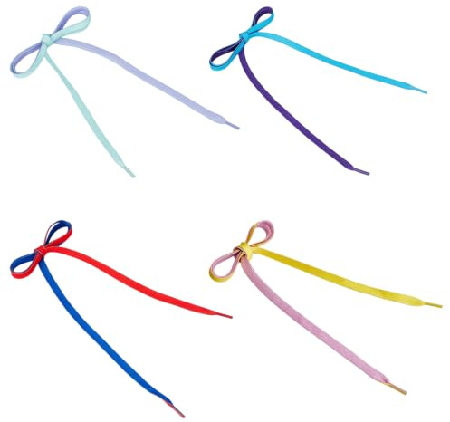NICENEEDED 4 Paire de Lacets Bicolores Lacets d'apprentissage Bicolores pour Apprendre à Nouer des Chaussures Apprendre à Lacer Ses Chaussures Facilement pour Les Débutants Apprentissage Précoce