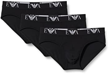Emporio Armani 3-pack Brief Essential Monogram, Boxer Uomo, Nero, L