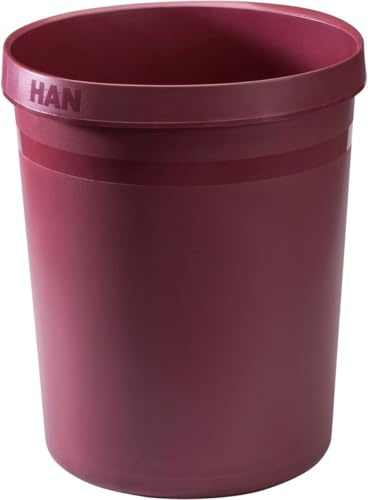 HAN Grip Karma 18198-17 Lot de 15 corbeilles à papier robustes et durables en 80-100% matériaux recyclés, capacité de 18 l, rouge écologique