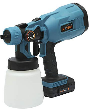 KATSU 18 V Akku-Power-Farbspritzpistole, 2,0 Ah Batterie im Lieferumfang enthalten, für Gartenzaun, Holzbehandlung, Möbel, Traktoren, Unterwolle und mehr