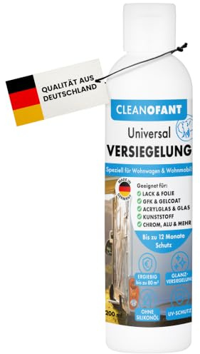 CLEANOFANT Universal VERSIEGELUNG 200 ml Wohnwagen & Wohnmobil | Langzeit Schutz bis 12 Monate - Superhydrophober Abperleffekt - UV-Schutz - Für Lack, GFK, Gelcoat, Kunststoff & Acrylglas