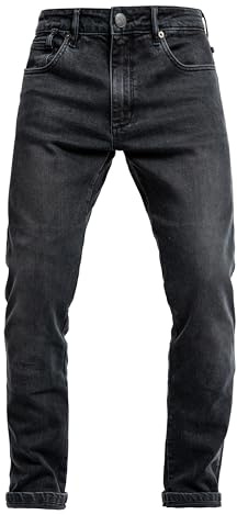 John Doe Pioneer Mono Motorcycle Jeans for Men - Urban Slim Fit Riding Pants with AAA XTM-Fiber Protection, Water-Repellent & Breathable Streetwear Style - Used Black - 34/32