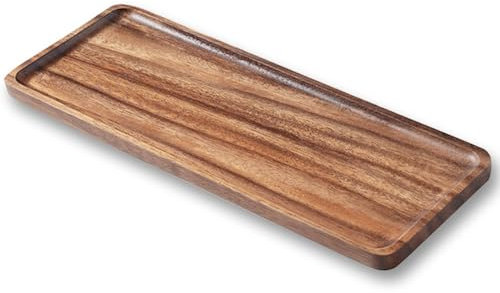 Bandejas de madera maciza de acacia para servir – Platos rectangulares de madera de 14 x 5.5 pulgadas para alimentos, tablas de embutidos, queso y aperitivos – perfectas para decoración del hogar