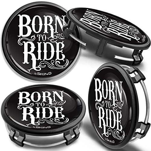 SkinoEu 4 x 75mm Tapas de Rueda de Centro Centrales Llantas Aluminio Compatibles con Tapacubos Mercedes Benz B66470207 / B66470200 Born to Ride CM 58