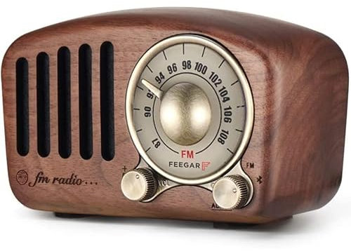 Radio Feegar Retro Bluetooth Lautsprecher,Vintage FM Radio mit altmodischem klassischem Stil,Starke Bassverstärkung,Laute Lautstärke,F-Kartenschlitz und MP3-Player Aux-Betrieb, microSD-Karte (Braun)