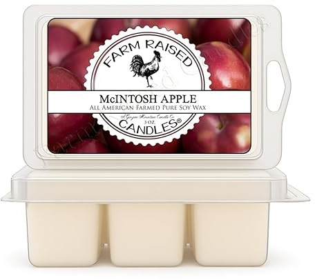 Farm Raised Candles - USA Made - Hand Crafted - McIntosh Apple Wax Melts Warmer Cubes 6 Ounces 2 Pack - - Natural American Farmed Soy Wax. melt Cubes Farmhouse Fall