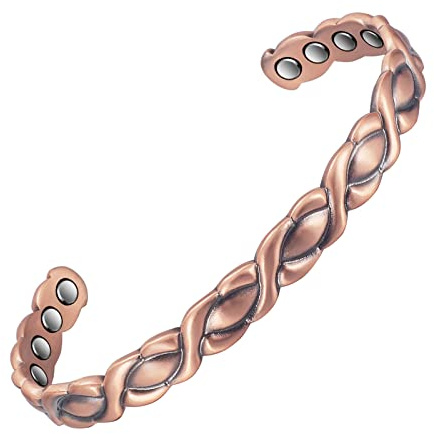 EnerCoppeX 3500 Gauss Magnetic Bracelet for Men and Women, 99.99% Pure Copper Magnetic Bracelet, Classic Indian Hand-Woven Craft, Including 8 Magnets (B)