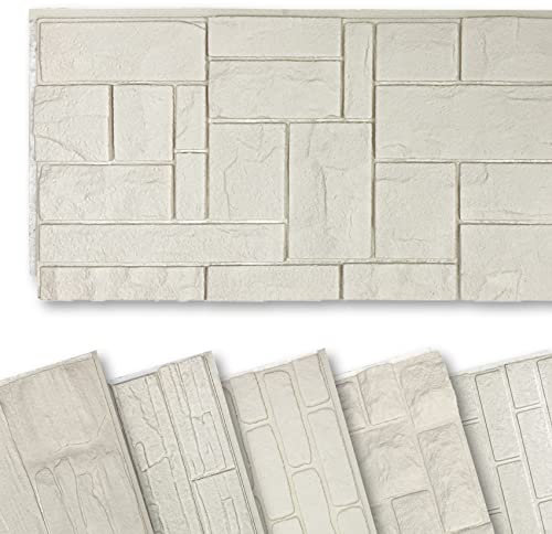 HEXIM Fassadenpaneele Steinoptik EPS Styropor - 121x50 cm Paneele Außen & Innen Verblender Rückwand Wandverkleidung Steintapete Dekoration Steinimitat Wärmedämmung (0,57m² FP101)