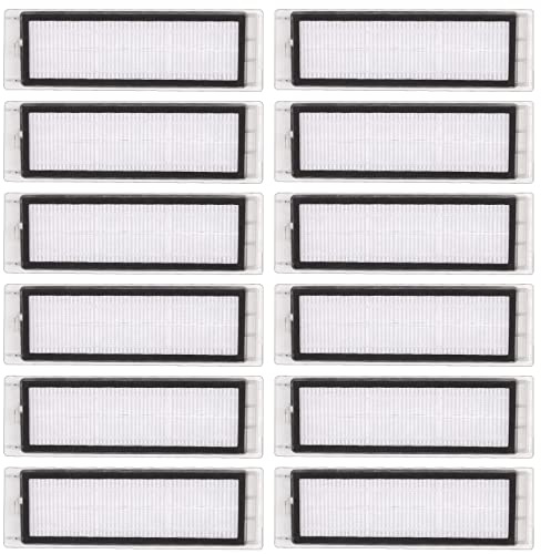 (12 Pezzi) Filtro HEPA Compatibile con Roborock S6 Pure S6 E4 S4 Max S6 MaxV S5 S5 Max S4 E2 E3 E4 E5 E20 E25 E35 S50 S65, Kit Accessori Filtro per Aspirapolvere Robot, Parti di Ricambio 12 Filtri