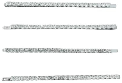 Bungsa Haarklammer-Set 4 Stück Silber mit Strass Steinchen aus Metall für Damen