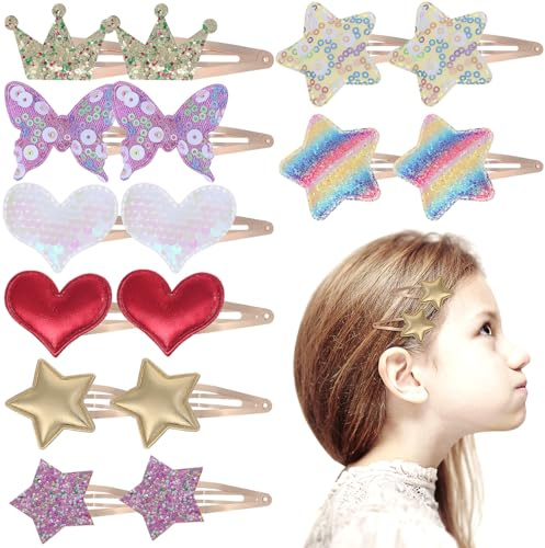 Beaupretty Haarspangen Für Mädchen 8 Paare Haarschmuck Kleinkind Kleine Haarklammern Mit Sternen Und Herzen Sicher Haarschonend Für Alltag Und Fest