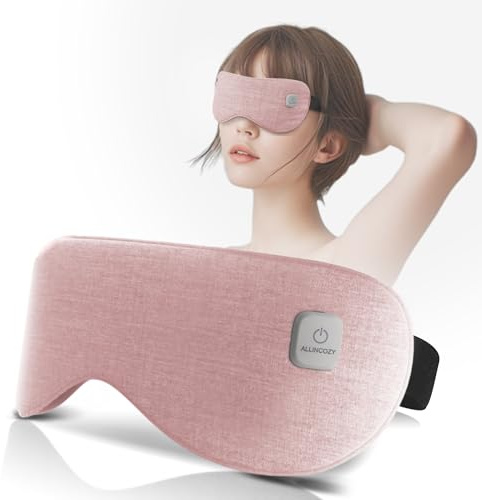 ALLINCOZY Graphene Heated Eye Mask - Cordless Warm Eye Compress for Dry Eyes with Temperature Control - Washable Eye Heating Pad for Sleep, Travel, Dark Circles, MGD, Blepharitis, Puffy Eyes