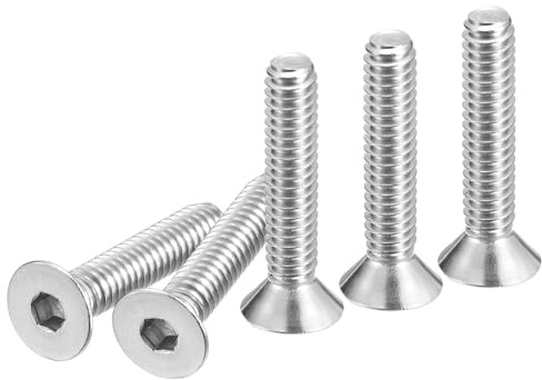 DTGN 25Pz 1/4-20 x 1-1/4 Viti a Testa Esagonale Viti a Testa Piatta | con Scanalatura Esagonale, Bulloni Svasati., Acciaio Inossidabile 304, Filettatura Completa