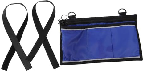 Mobestech Sitzseitenbehälter zur Sicheren Aufbewahrung von Alltagsgegenständen Multifunktionale Blaue Rollstuhltasche aus Polyester mit Zwei Verstellbaren Gurten für Elektrische Rollstühle