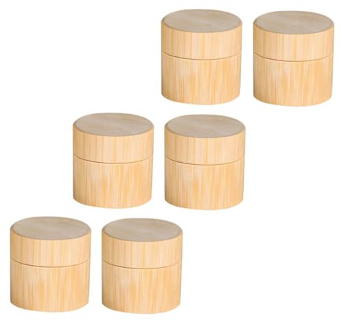 6 Stück Salbengläser, leere Lotionsgläser, Kosmetikgläser, Cremeflaschen, Lotionsflasche, Toilettenartikel-Flasche, kleine Kosmetikdose, transparenter Behälter, Glas, Unterhandbuch, Bambus, leere Flas