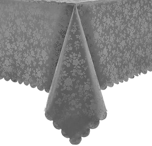 Romanstile Wachstuchtischdecke Mitteldecke 80 x 80 grau mit Glanz Weihnachten Tischdecke abwaschbar 350GSM,quadratisch Tischtuch wasserdicht,wetterfest Deko für Geburtstag,Party,Outdoor,Silvester