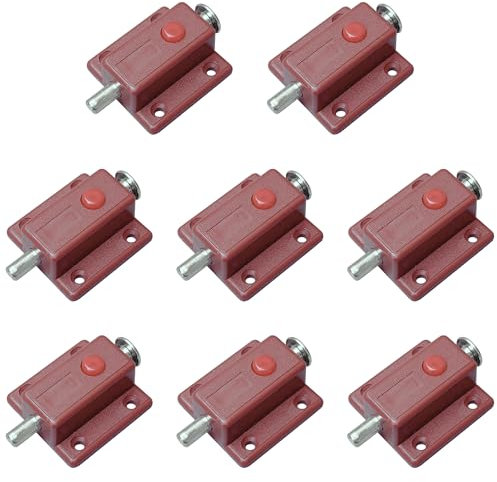 Automatischer Türriegel aus Kunststoff mit Druckknopf, 8 Stück (braun)