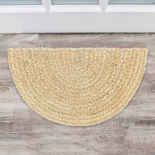 Chardin home Jute-Teppich, geflochten, halbrund, 45,7 x 76,2 cm, rustikaler Jute-Überwurf, handgefertigt, Heimdekoration, perfekt als Fußmatte, ideal für Küchen, Arbeitszimmer, natürliche Jute,