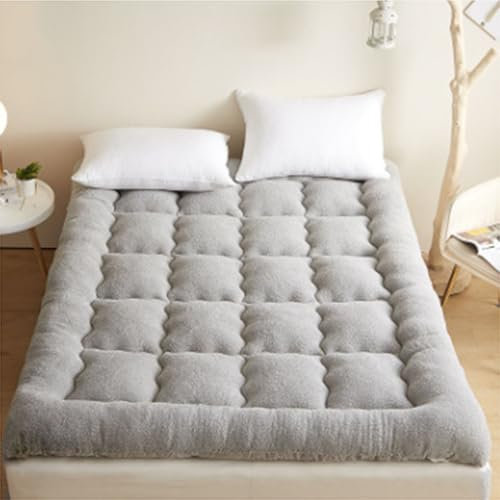 Matratze Für Studentenwohnheime, Winter-Futon-Klappmatratze, Tragbare Schlafunterlage Für Studentenwohnheime, Aufrollbare Bodenmatratze, Mittelgroßes Doppelbett,Velvet Gray,150cmx200cm
