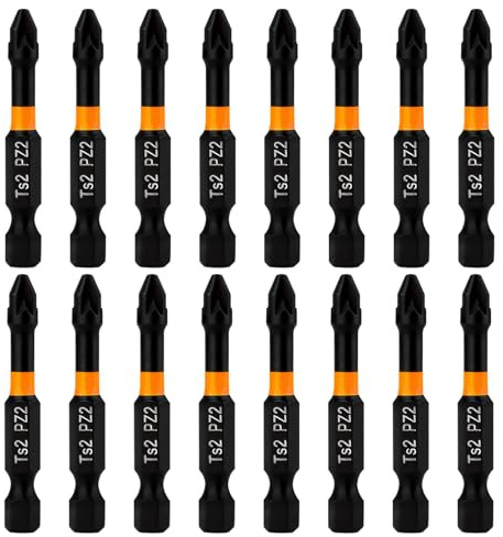 16x 50mm PZ2 Impact Duty Screwdriver Drill Driver Bits Sets for Dewalt | 1/4 Inch Standard Hex Fitting Pozi-Drive 2 Magnetic Impact Screwdriver Heavy Duty Impact Driver Bit Set for Milwaukee Bosch