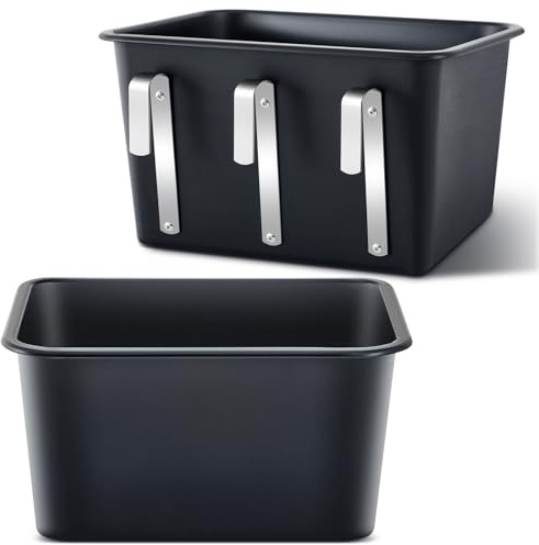 Dansydaisy 2 Pcs Horse Feed Bucket 8 Gallons Large Feed Tub with Hanging Arms Hook Over Feeder Plastic Universal Mountable Livestock Water Tub Bucket Fence Trough