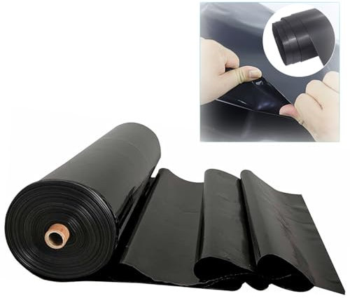 Große 8 x 20 m schwarze Fischteichfolie, flexibel, wasserdicht, Landschafts-Poolfolie, 0,12 mm dick, Anti-Durchsickerungs-Membran für Koi-Fischteich