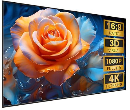 XOBRJQZ Pantalla de Proyección de Marco Fijo, Diagonal 16: 9, Pantalla de Proyector de Películas de Montaje en Pared 4K / 8K Ultra HD con Marco de Aluminio para Películas y Juegos(120 Inch)