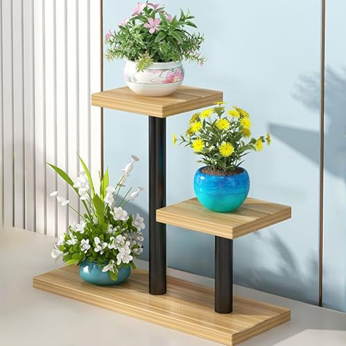 YHXAIQ Pflanzenständer Fensterbank, Mehrstöckig Pflanzenständer Holz, Desktop Plants Holder Pot, Fensterbank Blumenständer fur Indoor Balkon Wohzimmer Outdoor Dekor, Abnehmbar(Black1)