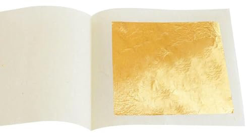 LOUKEKE 24 Karat echtes Blattgold, 50 Blätter, 99,99% Goldfolie, 4,33 x 4,33 cm, für Dekoration, Kunst