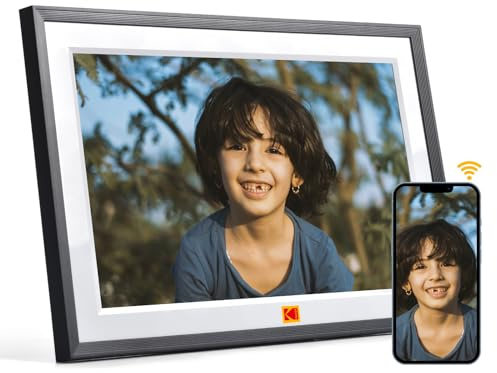 Cornice Digitale WiFi KODAK Cornice Foto Digitale 10 Pollici, HD IPS Touchscreen, Cornici Elettronica con 32GB di Memoria, Portafoto Digitale Condivisione di Foto Musica Video via APP, Auto-Rotazione
