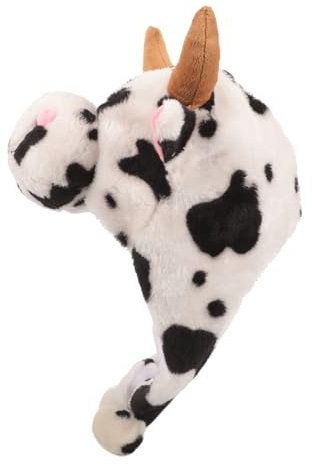 CONGARTENO Plüsch Kuhhut Mit Kuhhornen Und Ohren Weiche Tiermütze Aus Hautfreundlichem Material Warme Kopfbedeckung Für Mädchen Und Erwachsene Cosplay Und Partys
