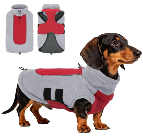 KONVINIT Hundepullover für Mittelgroße Hunde - Fleece Winddichter Winterpulli Hunde Wintermantel mit Doppelschicht und Reflektorstreifen,Hundemantel für Dackel