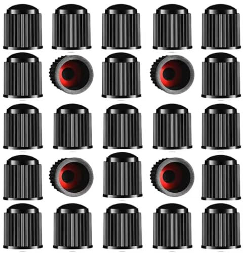 48 Pcs Tire Valve Stem Caps Upgraded Version with Sealing Ring for Car, Motorbike, Truck, Bike (Black)