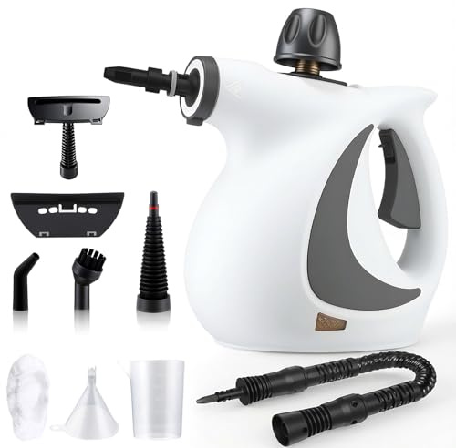 Anluomania Dampfreiniger 1050W, Dampfreiniger Handgerät mit 9 Zubehörteilen, Handdampfreiniger 350ml Wassertank, 3 Bar Dampfdruck, Steam Cleaner für Fenster, Küche, Boden, Küchenmöbel