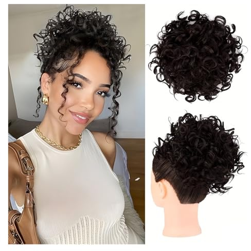 Postizos Para Moños Moños sueltos con cordón ajustable de material sintético for cabello rizado, clip, for mujer(Color 2)