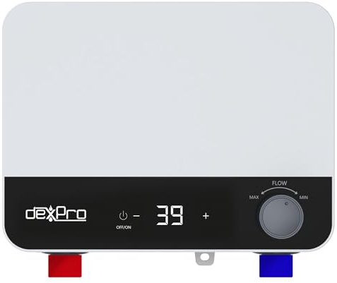 DeXpro 7.5kW Inline Electric Instant Water Heater, Tankless Hot Water Dispenser, Oversink/Undersink Installation Ideal for Commercial Use, Digital Temperature Control | DXI75DT