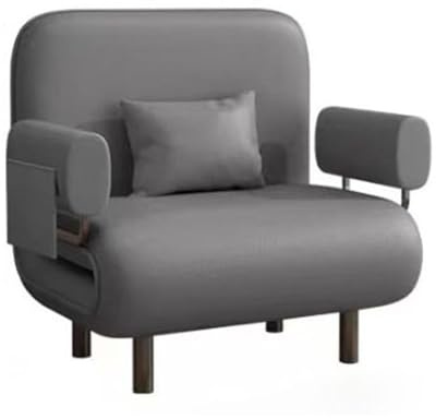 Modern Bäddsoffa, multifunktionell hopfällbar fotpall, gästsäng med justerbart ryggstöd Lämplig for små rum, lägenheter Sovfåtölj(Grijs)