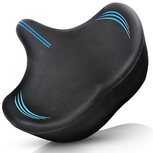 Vlantro Oversized Bike Seat for Men & Women Comfort, Extra Wide Bicycle Seat Cushion, Wing Shape Padded, Large Replacement Saddle for Peloton, Stationary Exercise Bike, Ebike, Cruiser, City Bike