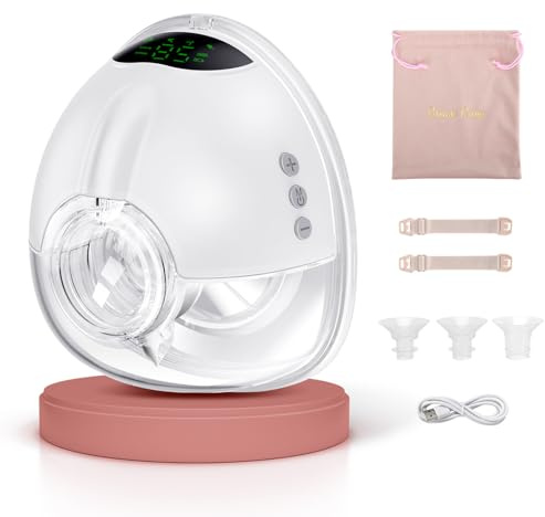 Lulia Tiralatte Elettrico Indossabile 4 Modalità e 9 Livelli, 350 mmHg Forte Potenza di Aspirazione, senza BPA, Funzioni di Memoria, Portatile Tiralatte con 4 17/19/21/24mm Flange (Bianco-1 Pezzo)