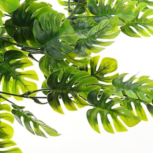RORPOIR Lot de 2 Fausses Plantes Suspendues Monstera en Plastique Vert Décoration Murale Intérieure et Extérieure Vigne Artificielle Réaliste pour Maison Balcon et Bureau