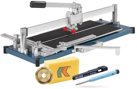 Kaufmann Fliesenschneidemaschine TopLine PRO 630 mm | Fliesenschneider Set inkl. Zubehör | 630 mm Schnittlänge | Stahl-Grundplatte | Profi (Set 1 + Tieflochmarker)