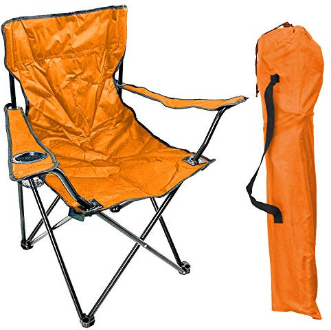 Anglersessel Campingstuhl Faltstuhl Anglerstuhl Regiestuhl Orange mit Getränkehalter und Tasche
